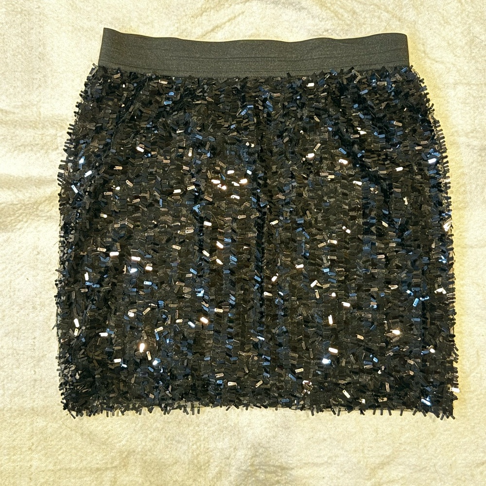 Willi Smith Black Sequin Pencil Skirt